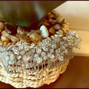 Silver and crystal hair comb